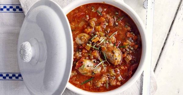 Italian sausage, Puy lentil and rosemary stew