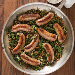 Italian sausage with lentils and kale