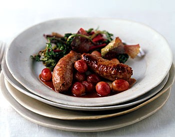 Italian sausage with red grapes