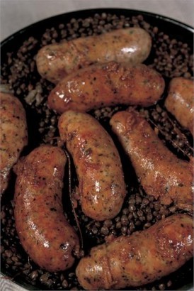 Italian sausages with lentils