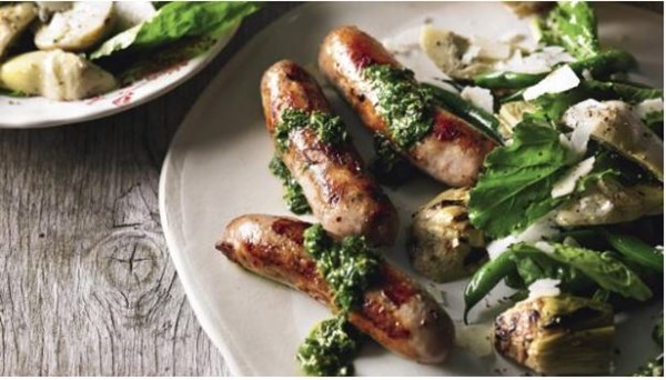 Italian sausages with salsa verde