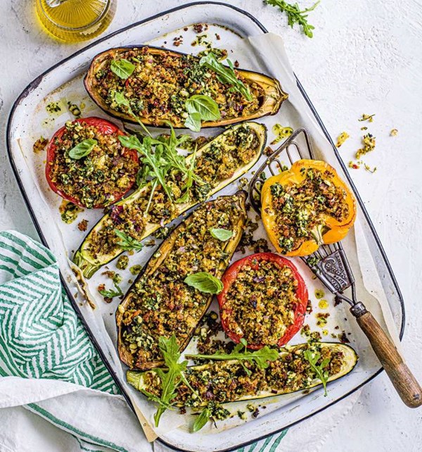 Italian stuffed herb and garlic veggies