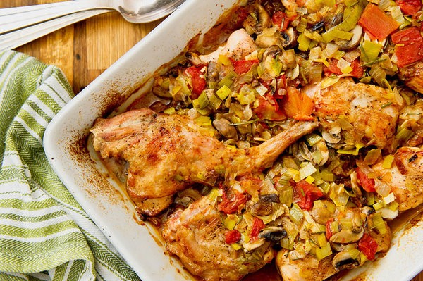 Italian-style braised rabbit with rosemary and mushrooms