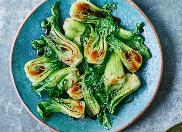 Itty-bitty baby bok choy in vinegar-oyster sauce