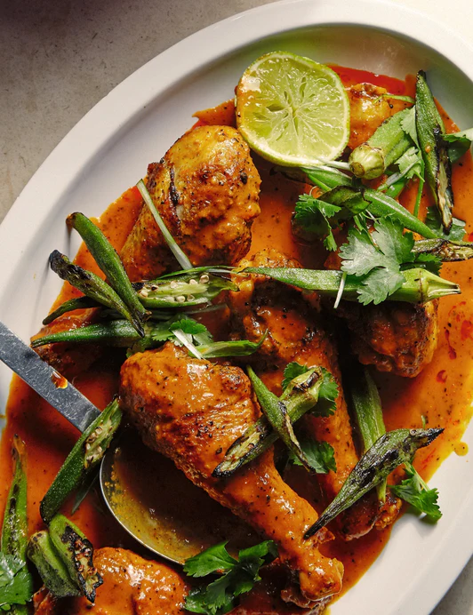 Ixta's coconut chicken with charred okra
