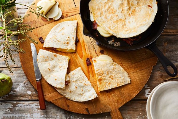 Jack's pear, bacon & goat cheese quesadillas