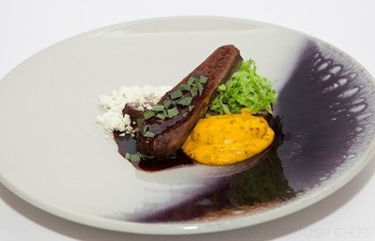 Jacob’s ladder of beef with Chablis mustard and carrot purée