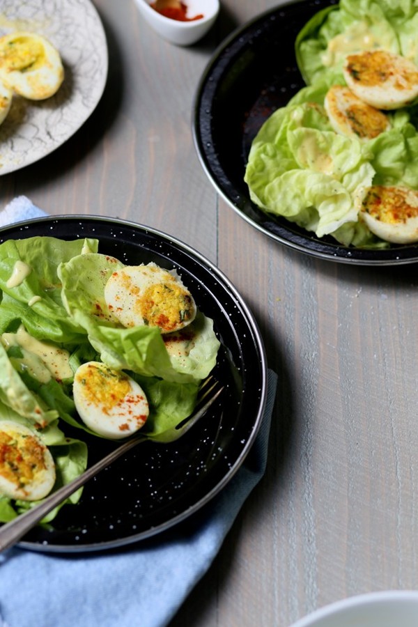 Jacques Pépin's pan-crisped deviled egg salad