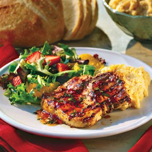 Jalapeño-basil pork chops