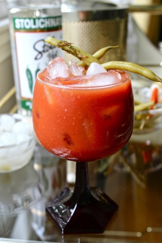 Jalapeño bloody Mary with quick pickled vegetables