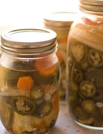 Jalapeño, cauliflower, and carrot pickles (Escabeche)
