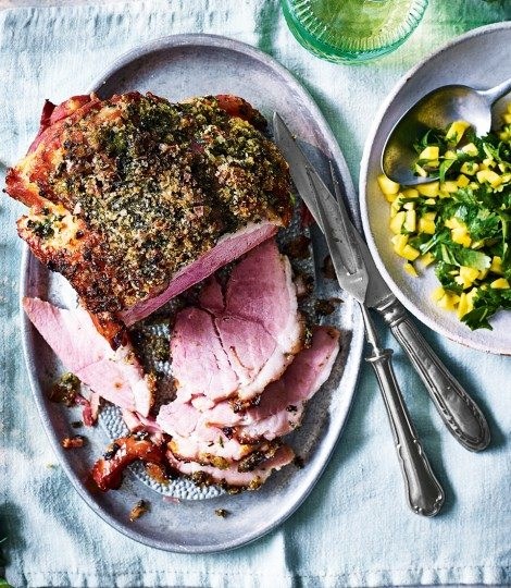 Jalapeño, coriander and lime salt crusted ham with mango salsa
