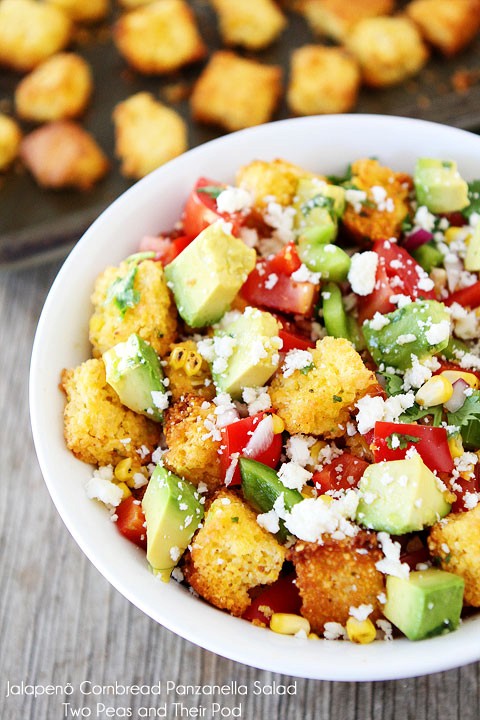Jalapeño cornbread panzanella salad