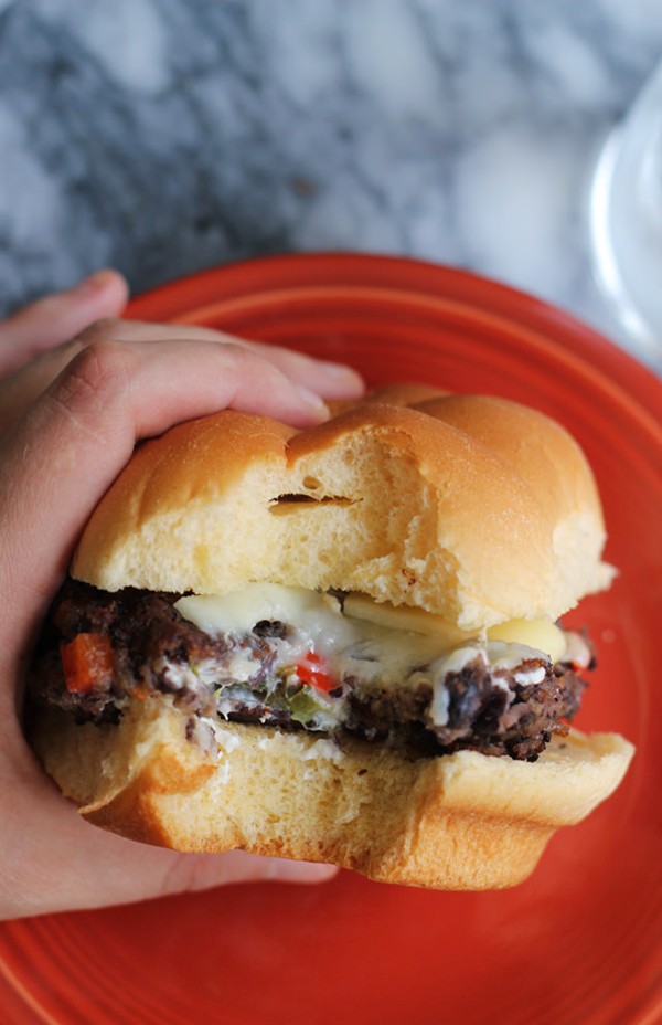 Jalapeno popper black bean burgers