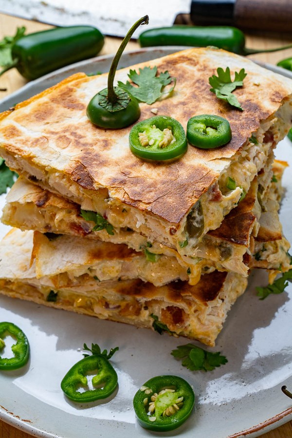 Jalapeno popper chicken salad quesadillas