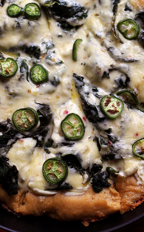 Jalapeno popper kale deep dish pizza