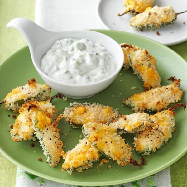 Jalapeno poppers with lime cilantro dip