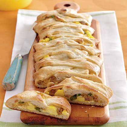 Jalapeño, sausage, jack, and egg breakfast braid