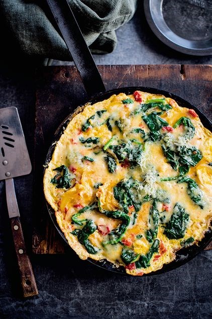 Jalapeño, spinach and Parmesan omelette