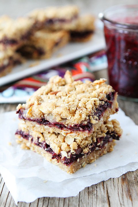 Jam almond crumb bars