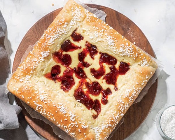 Jam and cream brioche tart