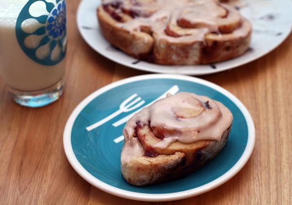 Jam filled buttermilk sweet rolls with jam-cream cheese frosting