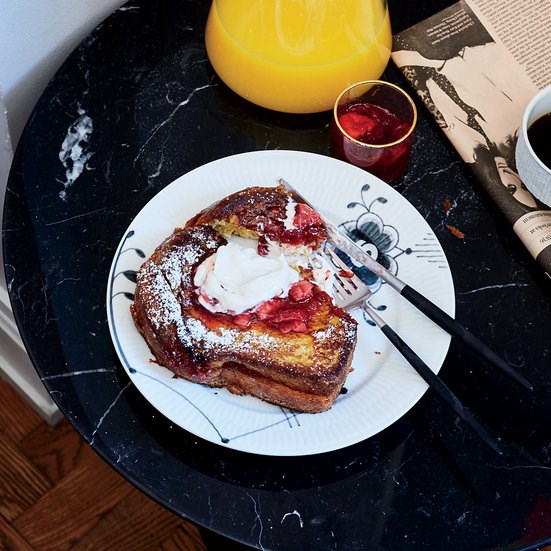 Jam-stuffed brioche French toast