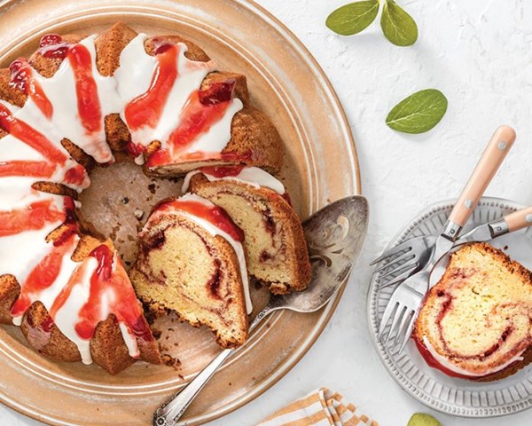 Jam-swirled bundt cake