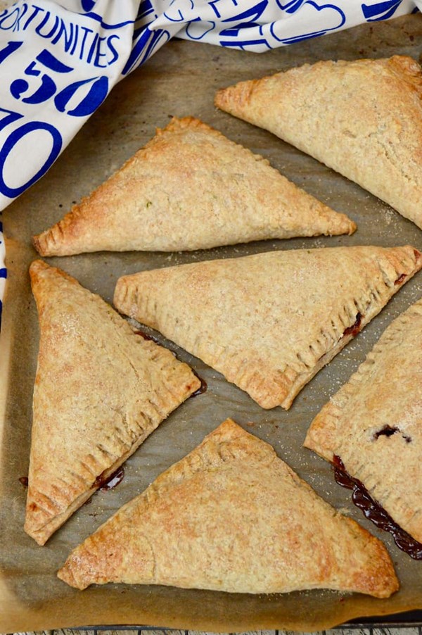 Jam turnovers with cream cheese and homemade flaky pastry