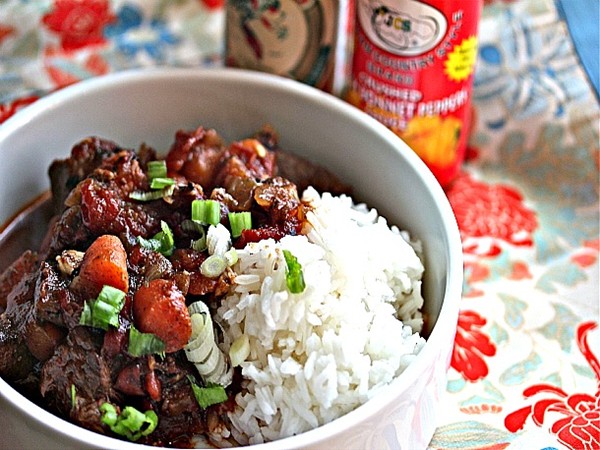 Jamaican beef stew with rice