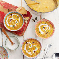 Jamaican corn & sweet potato soup