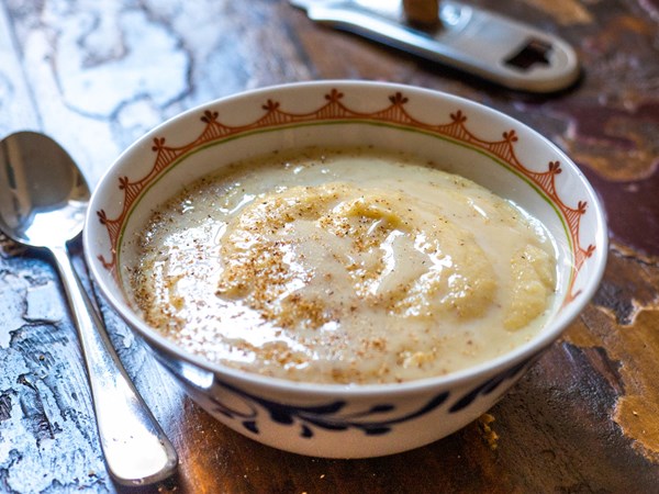 Jamaican cornmeal porridge with coconut and condensed milks