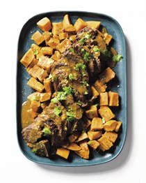 Jamaican-style ginger-chili pot roast with sweet potatoes