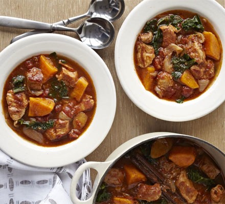 Jamaican-style pork and kale stew