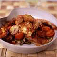 Jambalaya with plantains and buttered rice