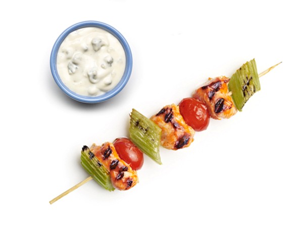 Jamie Deen's Buffalo chicken skewers