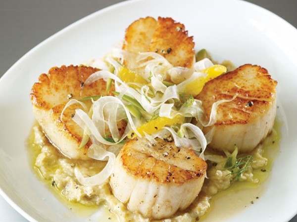 Jamie's seared scallops with fennel cream