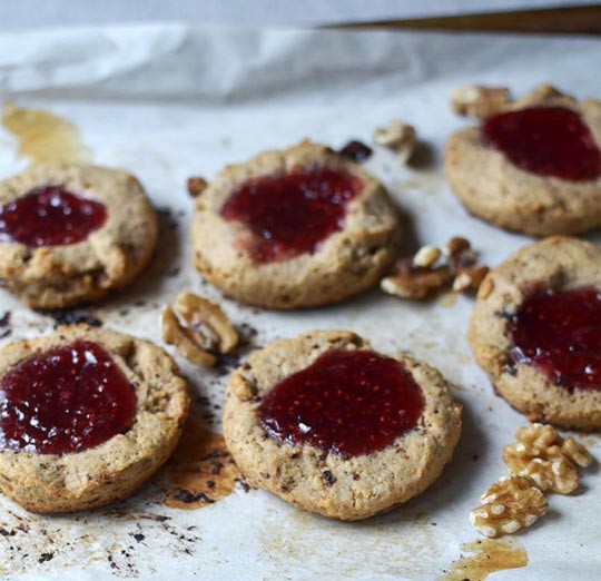 Jammy raspberry and walnut scones