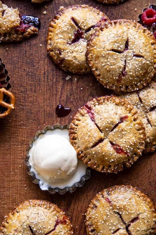 Jammy raspberry cream pretzel hand pies