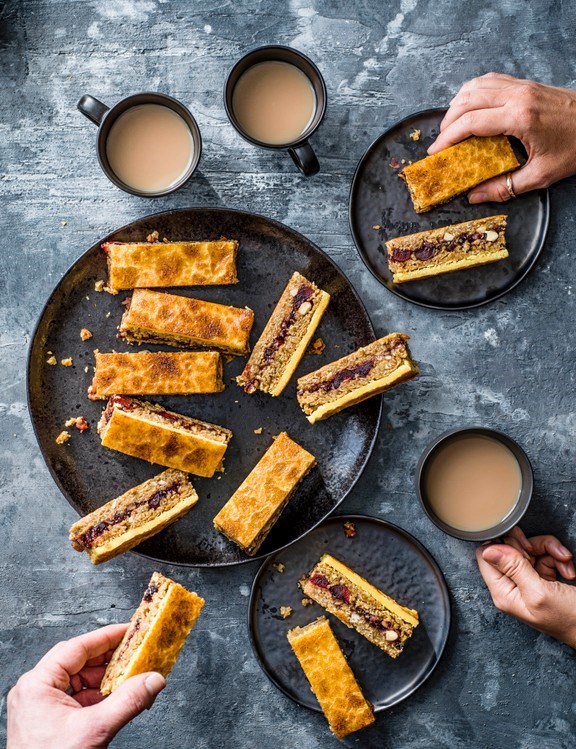 Jammy simnel flapjacks with scorched marzipan