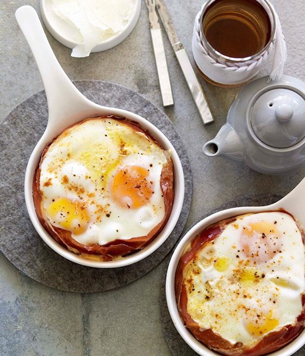 Jamon and Manchego baked eggs