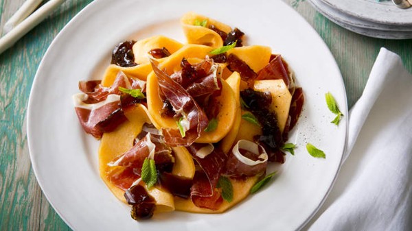 Jamon with rockmelon, mint & sherry vinegar jelly