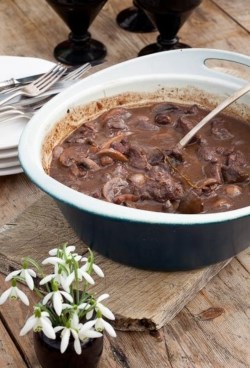 Jane's venison casserole with no-suet dumplings