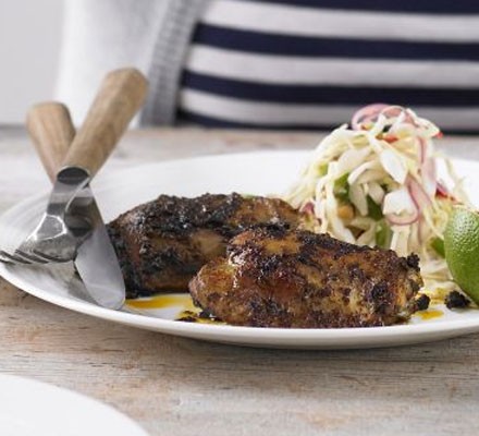 Janine's jerk-spiced chicken with peanut slaw