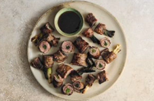Japanese beef and shallot rolls