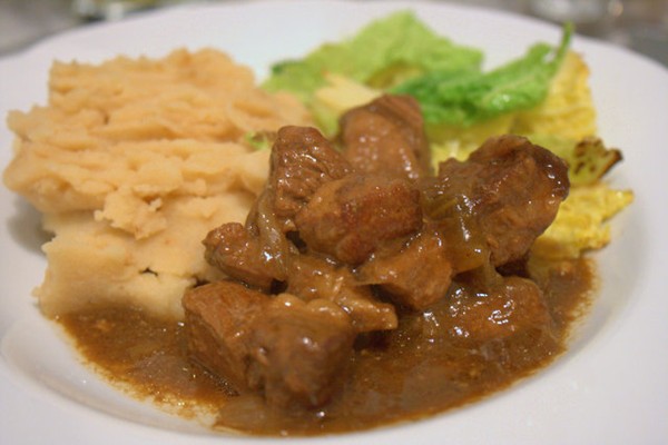 Japanese beef casserole with miso wasabi mash