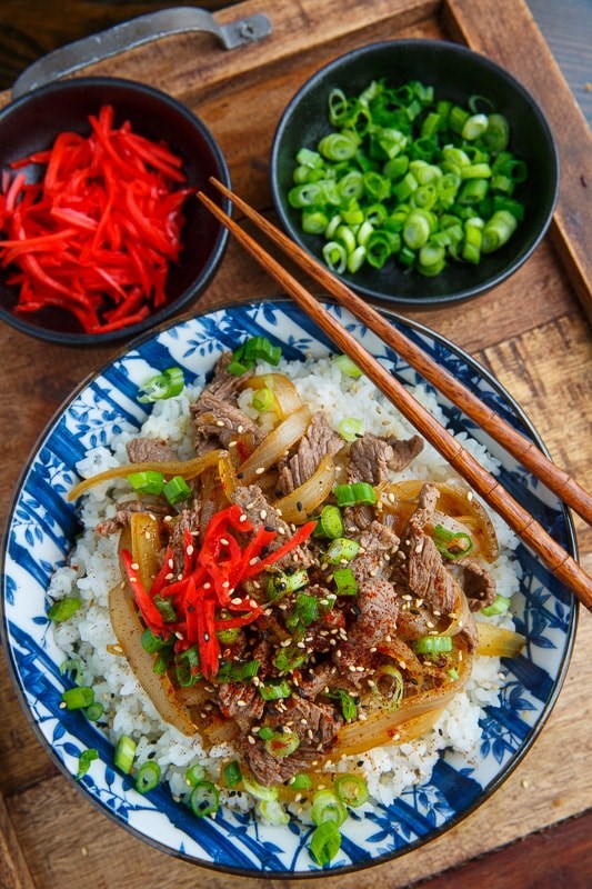 Japanese beef rice bowl (Gyudon)
