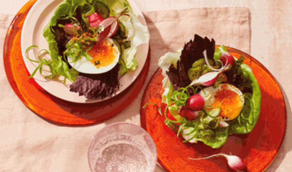 Japanese egg cups with miso dressing