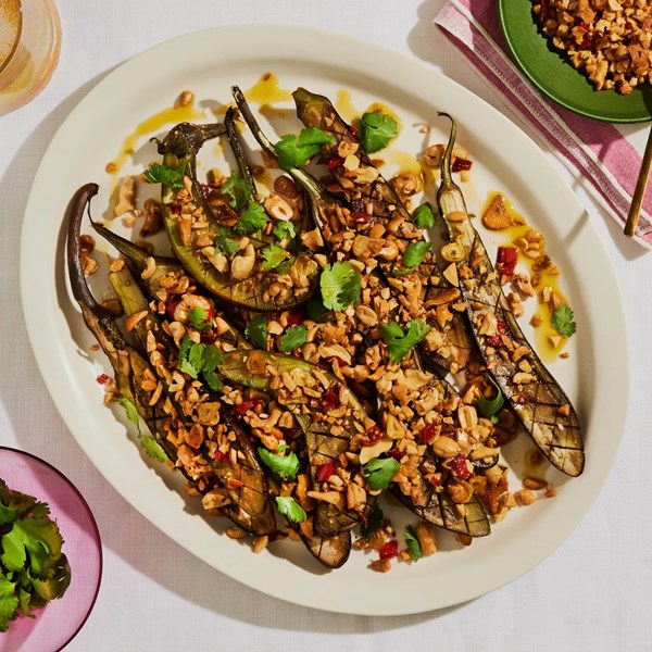 Japanese eggplant with cashews and chiles
