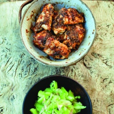 Japanese ginger and garlic chicken with smashed cucumber